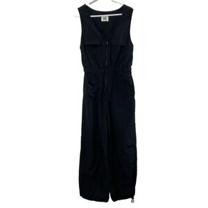 Madden NYC Black Nylon Sleeveless Jumpsuit - Large